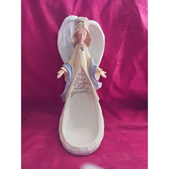 Enesco Foundations by Karen Hann Angel Figurine With Psalm 27:1 Verse Design - Picture 3 of 16